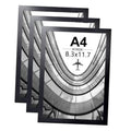Black A4 certificate picture frames, set of 3 overlapping in view