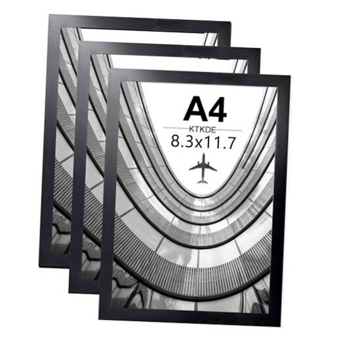 Black A4 certificate picture frames, set of 3 overlapping in view