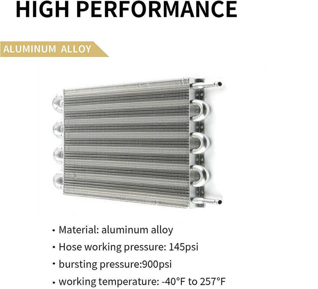 Aluminum alloy transmission oil cooler radiator with tube-and-fin core and side ports