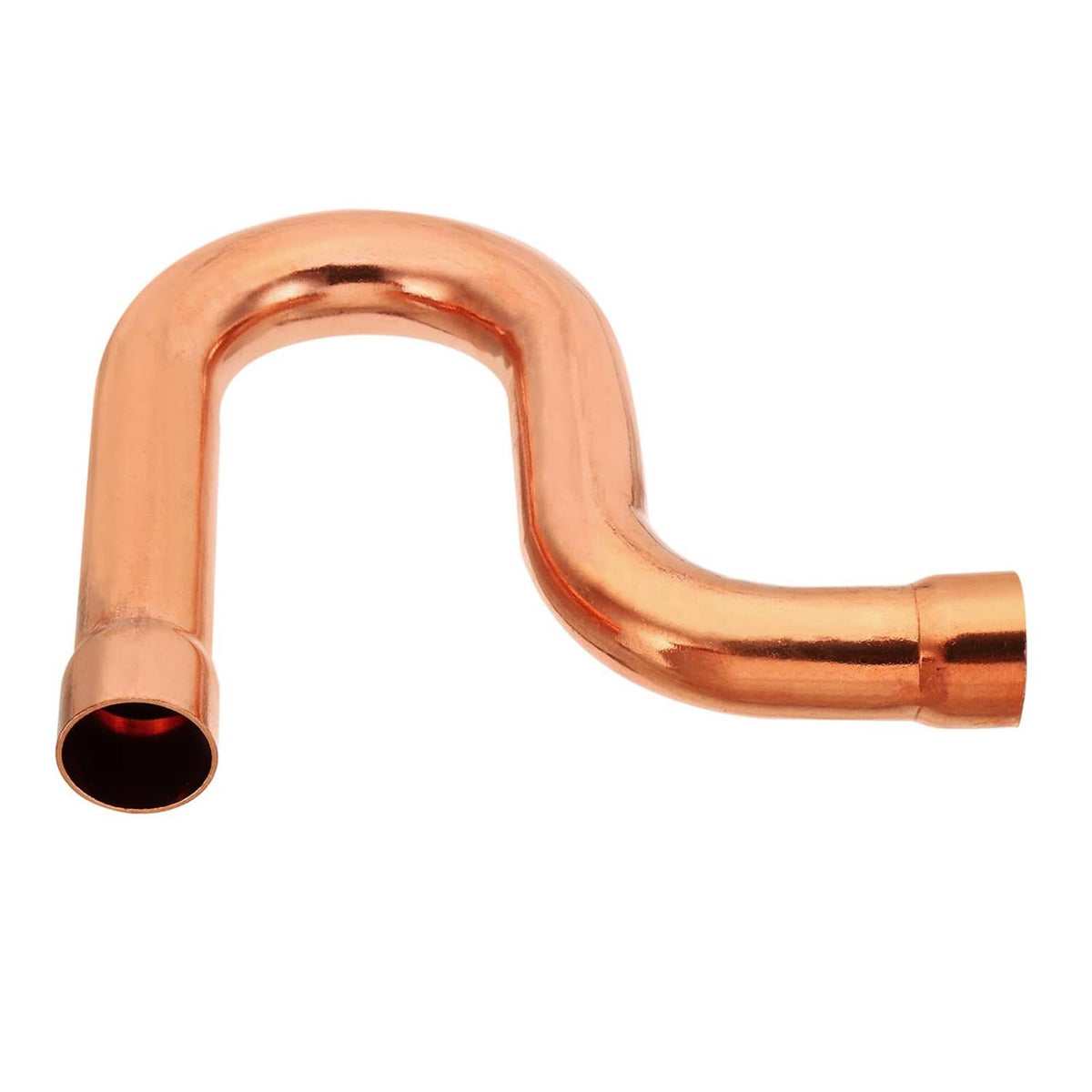 1-inch copper P-trap pipe fitting with sweat ends