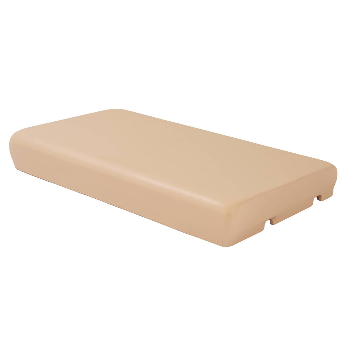 Tan seat bottom cushion with side mounting tabs