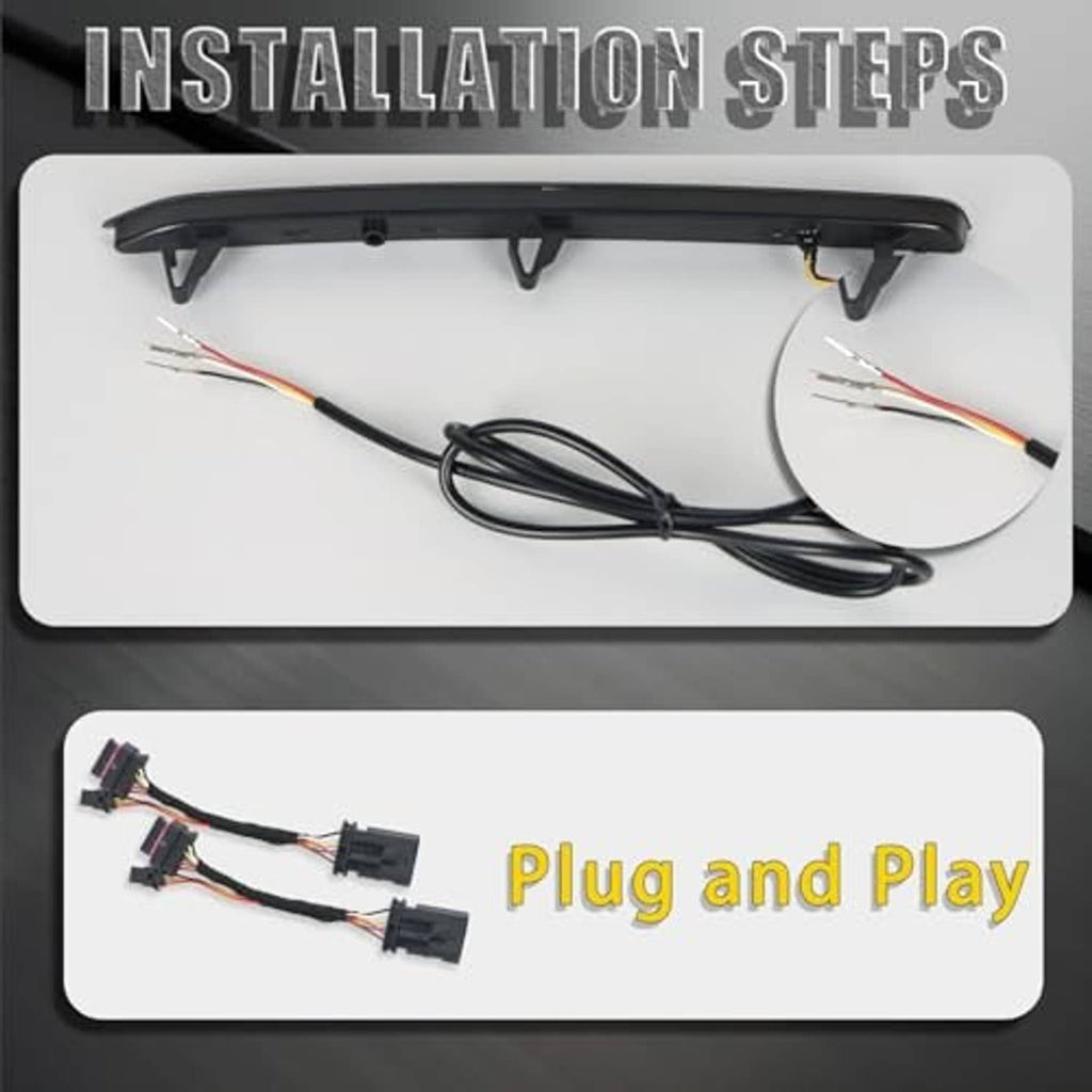 LED rear reflector lights kit with wiring harnesses, plug-and-play installation parts.