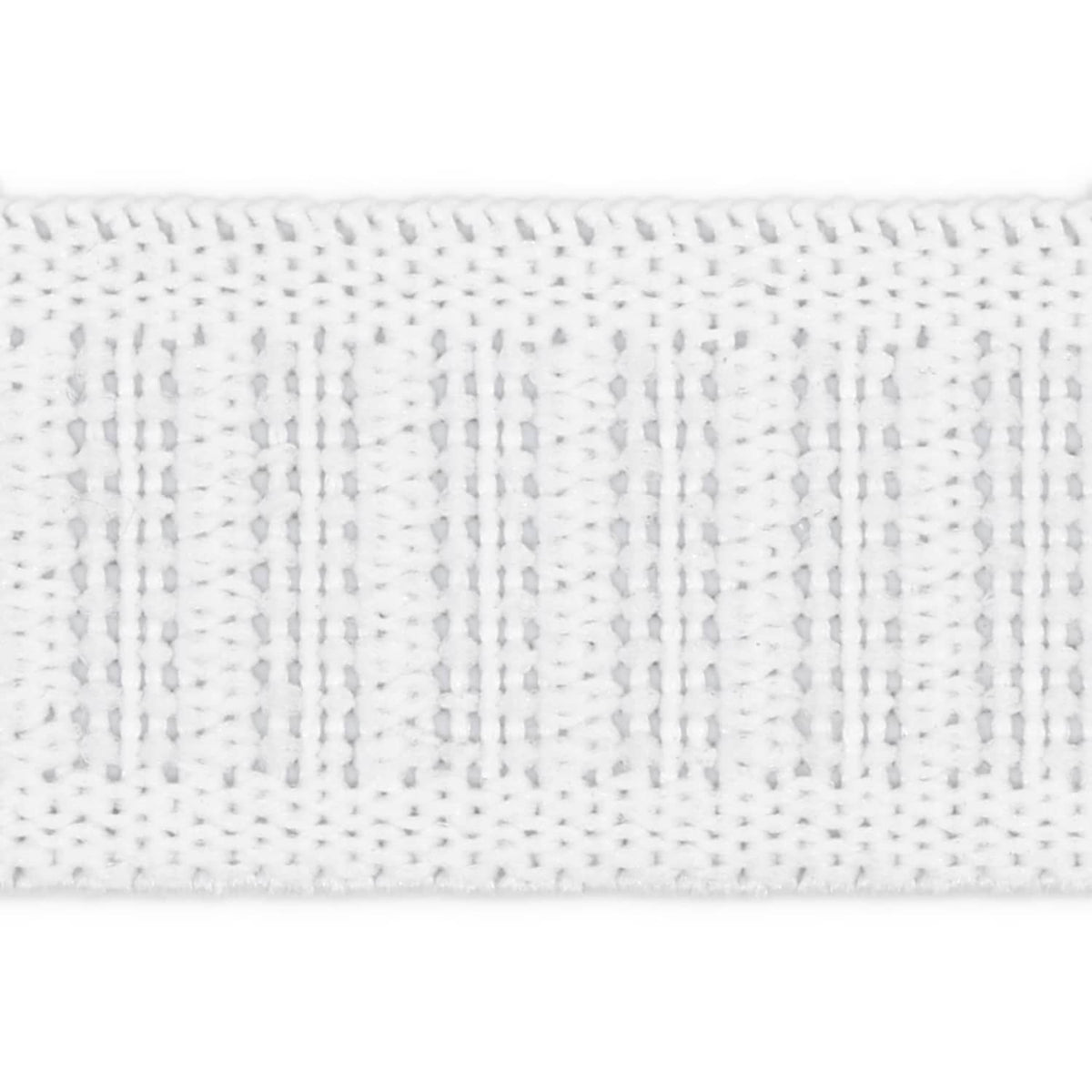 Close-up of white woven elastic fabric texture
