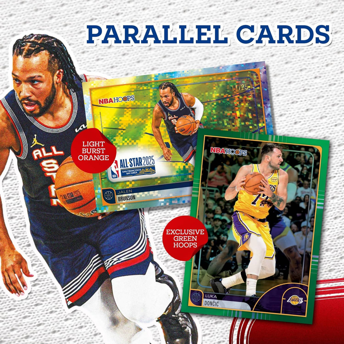 NBA Hoops parallel cards insert featuring two card designs and “Exclusive Green Hoops”