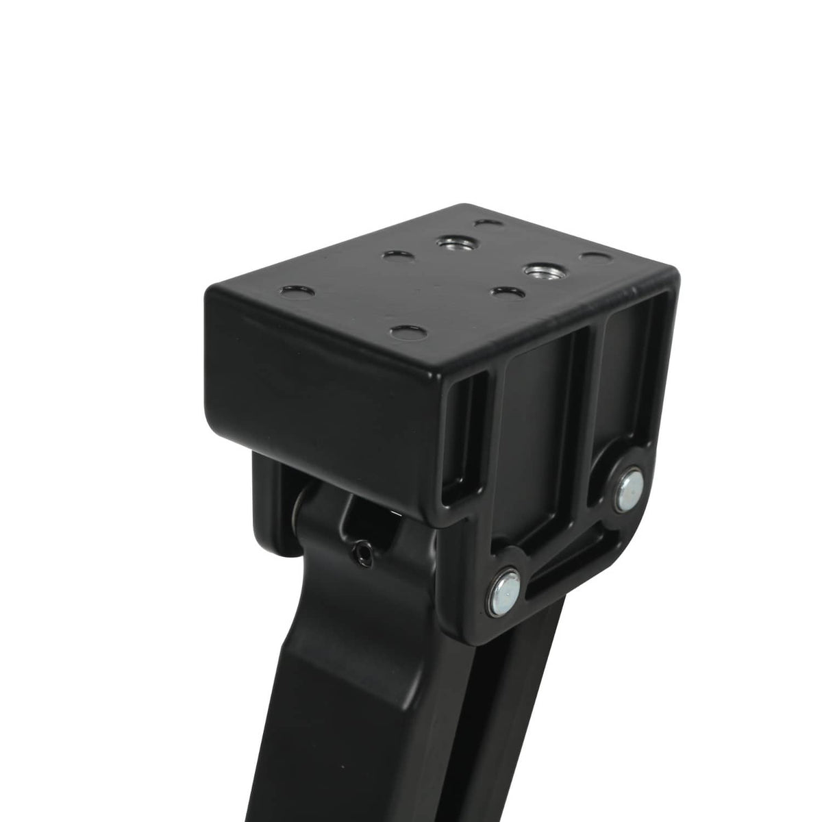 Close-up of black mounting box with bolt holes on retractable truck side step
