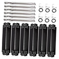 Grill heat plate panels with vent holes and mounting hardware set