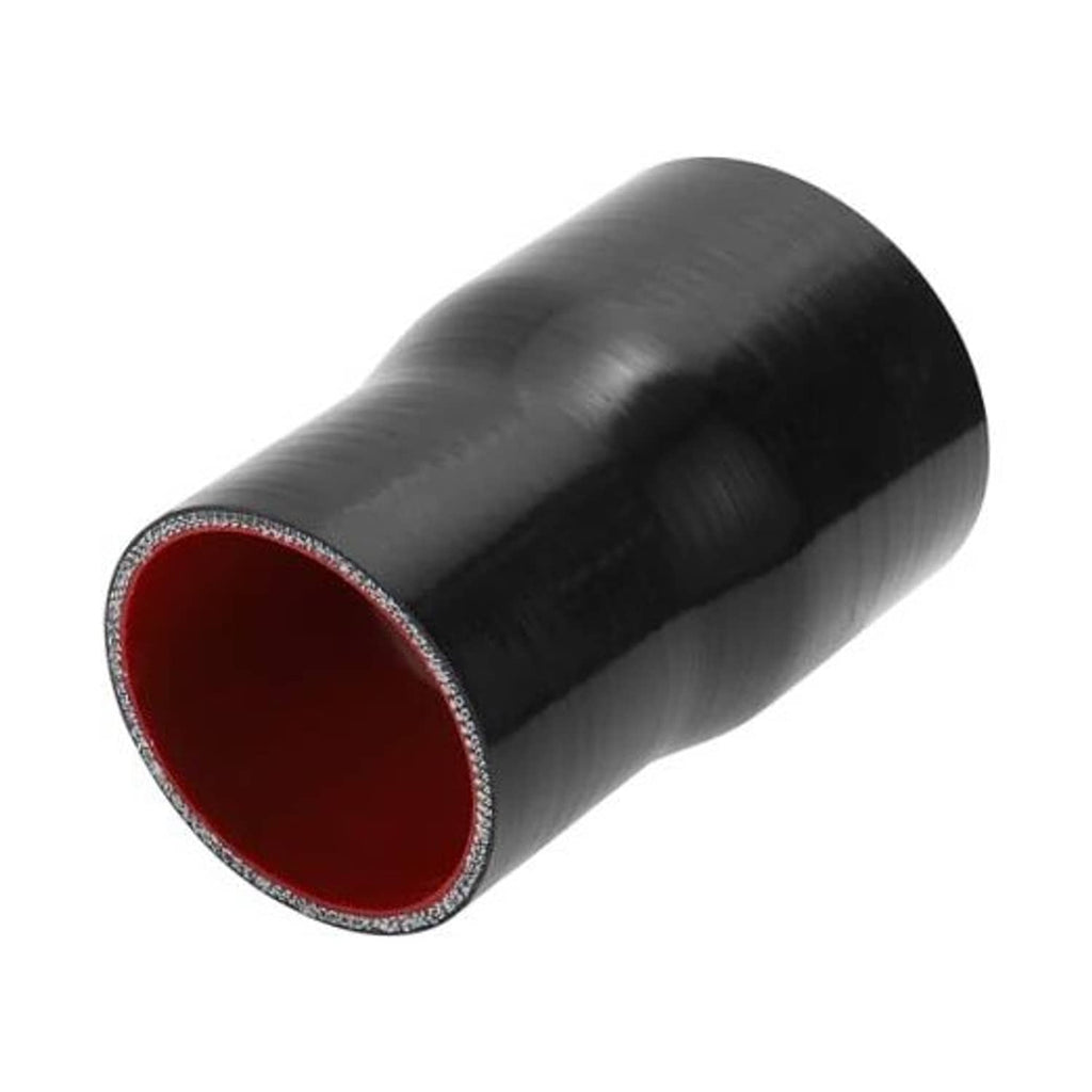 Straight silicone reducer hose end cap, black with red inner lining and textured rim