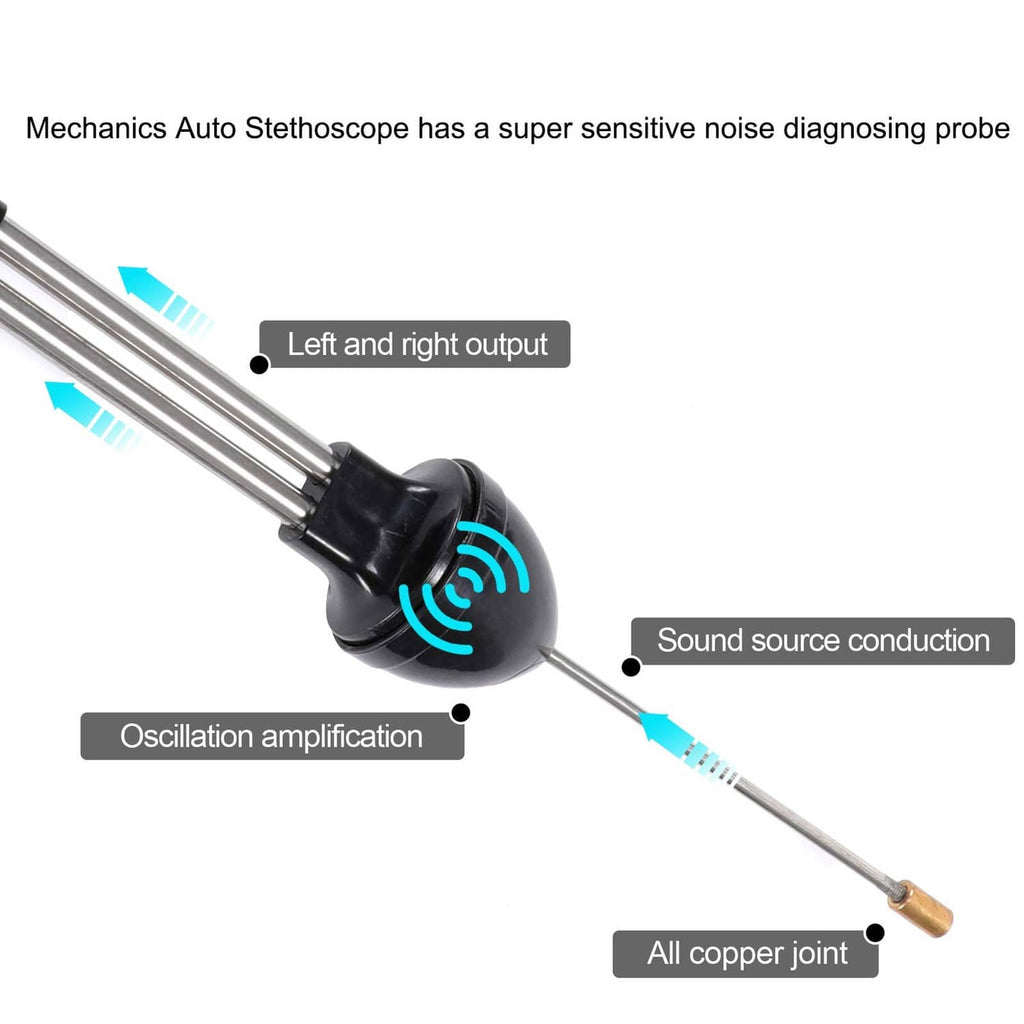 Lamoutor automotive stethoscope probe with black coupler and parallel metal tubes