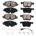 Ceramic front and rear brake pad set with metal backing and shims, hardware included