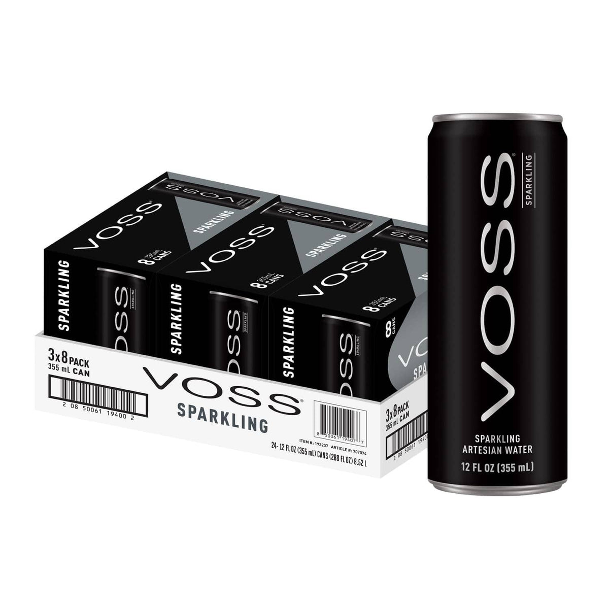 VOSS Artesian sparkling water 12 fl oz 3-pack cartons with single can