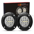 Pair of 5-inch black flush-mount LED work light pods with round lenses