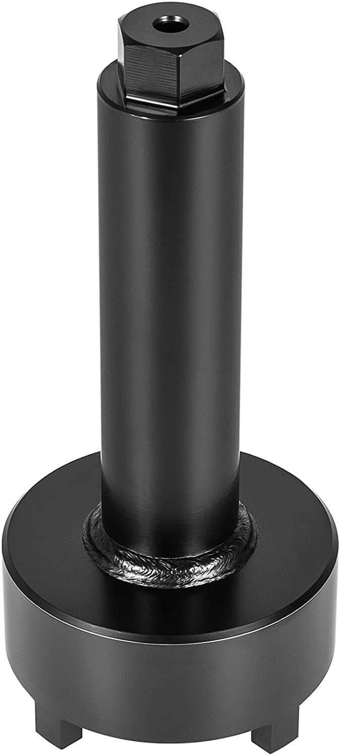 Black bearing carrier retainer wrench with tall post and round flanged base