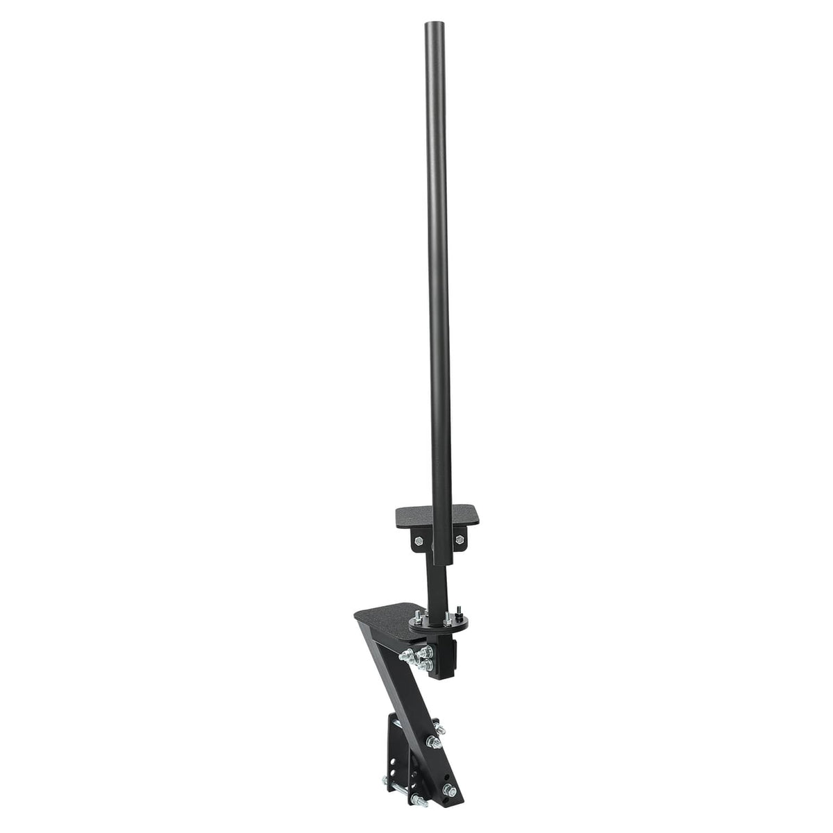 Boat trailer step assembly with tall handle and two step platforms