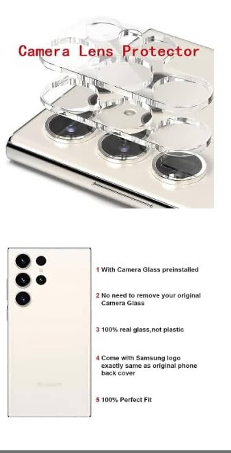 Clear camera lens protector and back glass installation guide for S23 Ultra