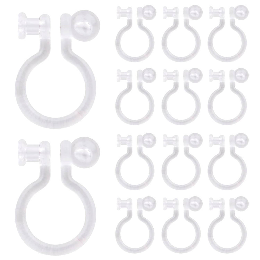 Clear clip-on earring converters, resin hooks with small pads and transparent circles