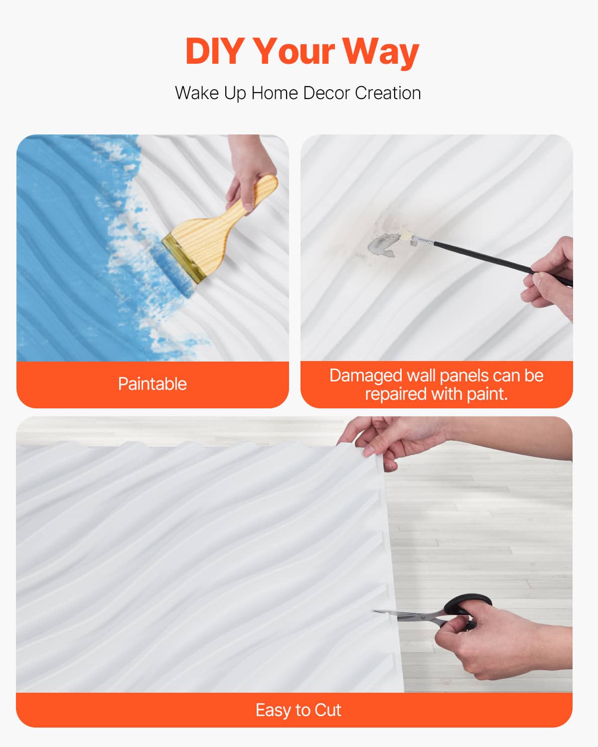 Matte white PVC wave wall panel sheet with rippled ridges and curved wave texture.