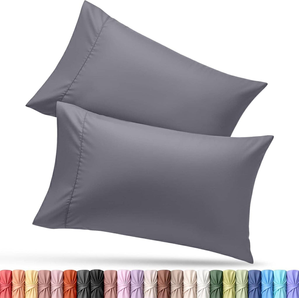 Queen-size gray rectangular pillow covers, 2-pack, brushed microfiber look