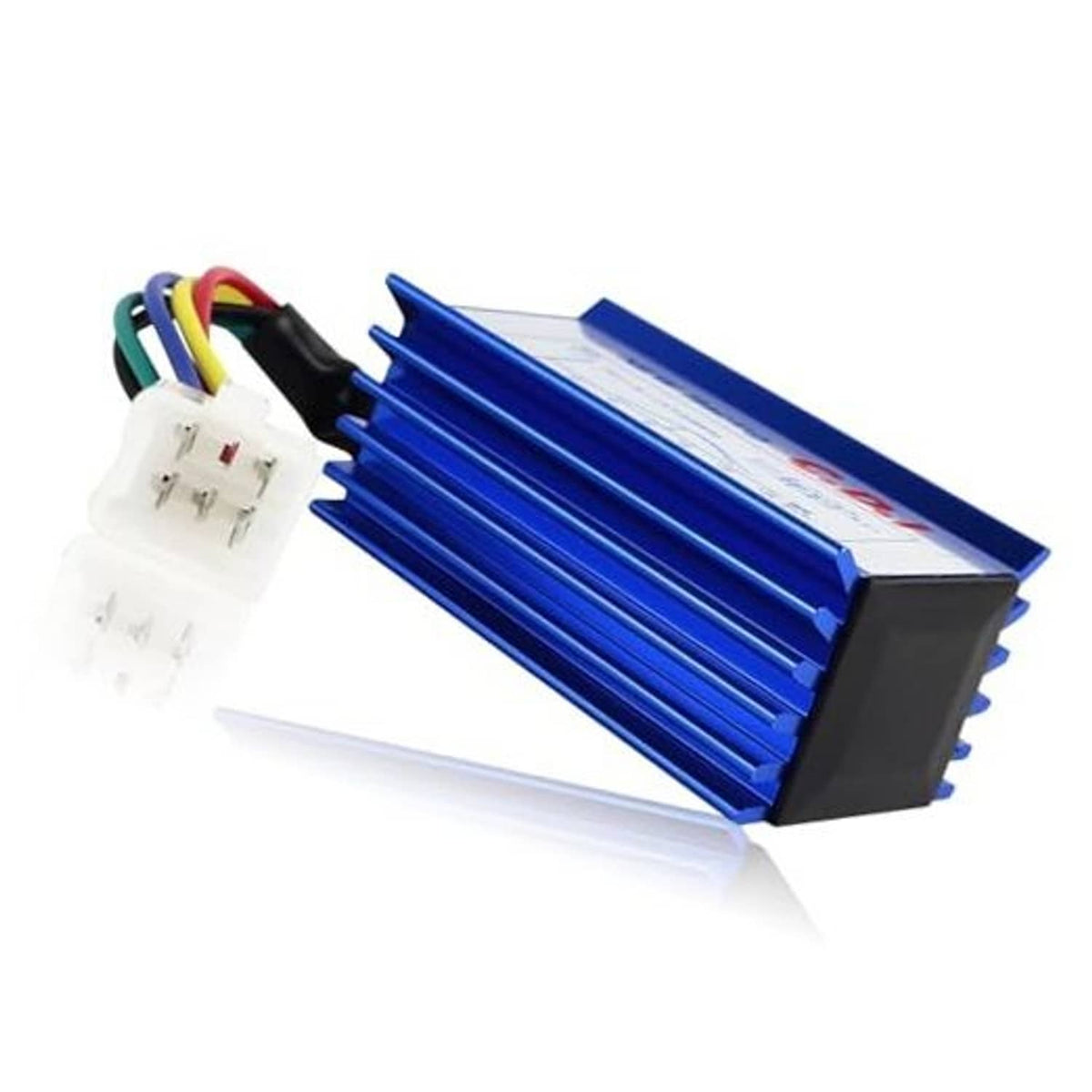 Blue CDI ignition control module with multi-wire harness and white 6-pin connector