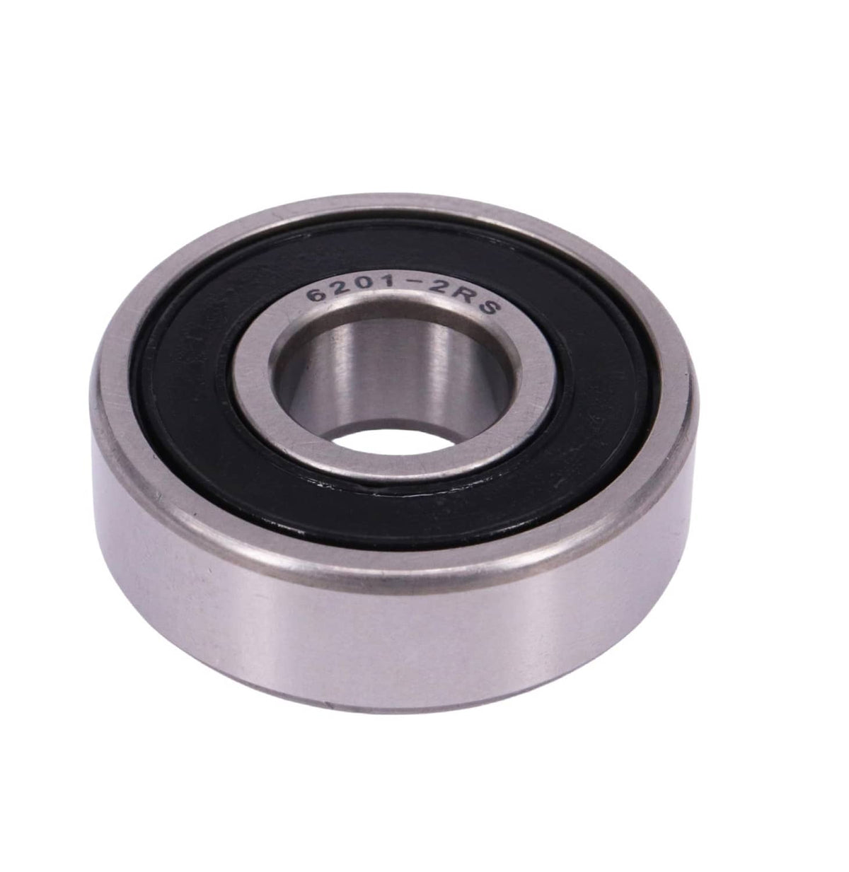 Single double-sealed deep groove ball bearing, metal outer ring with black seal