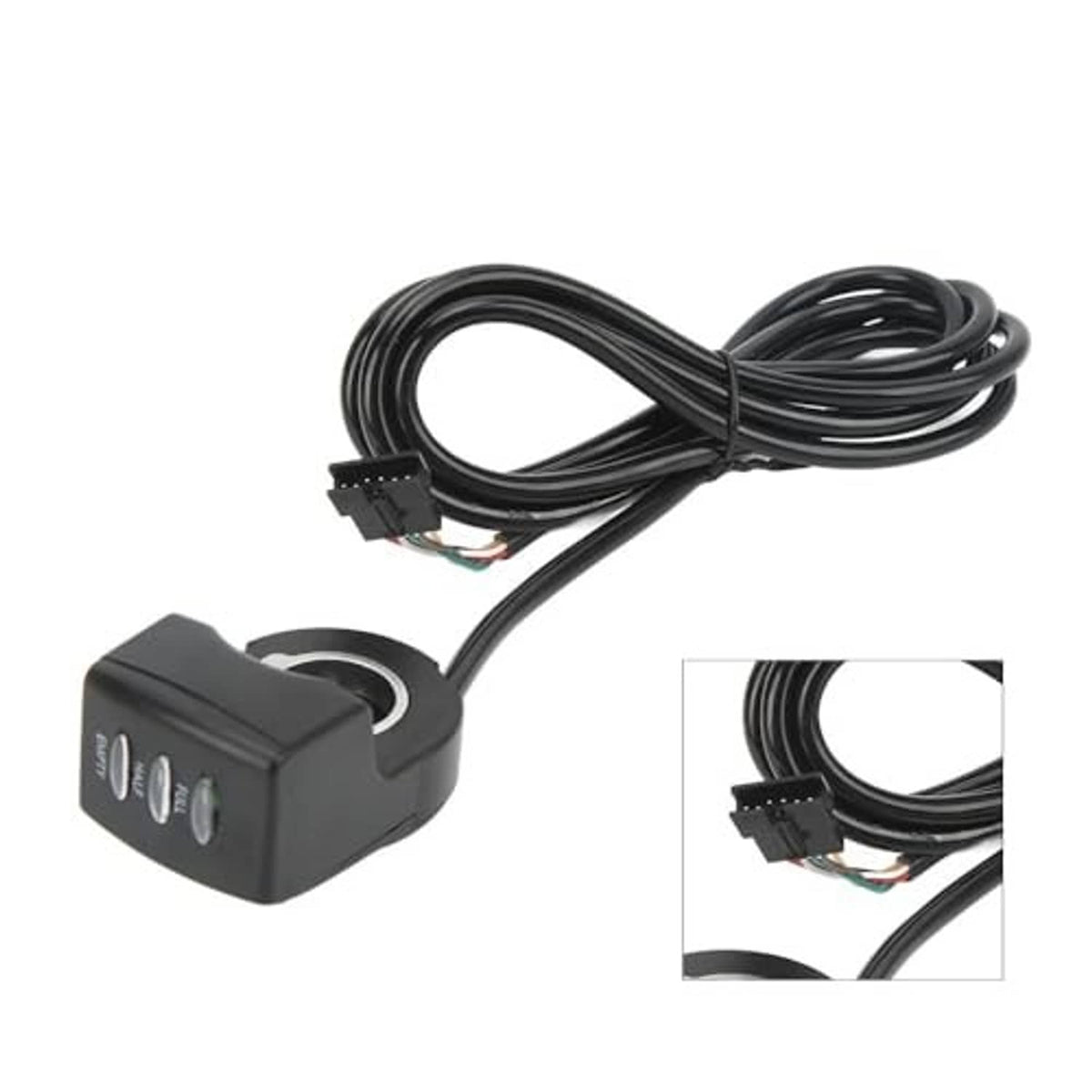 E-bike thumb speed controller with cable bundle and plug connector, black