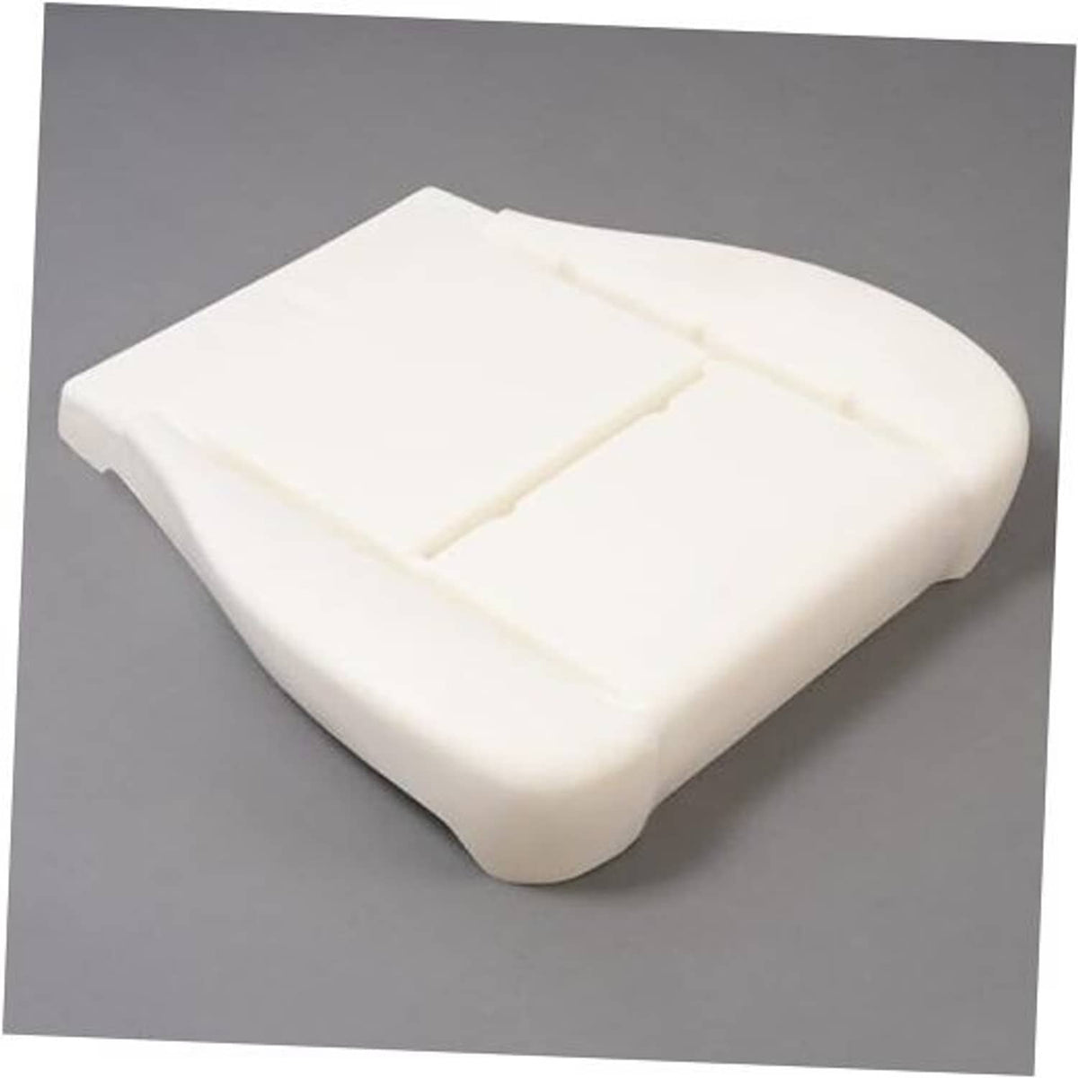 Left seat cushion foam pad, white with top channels and contoured corners