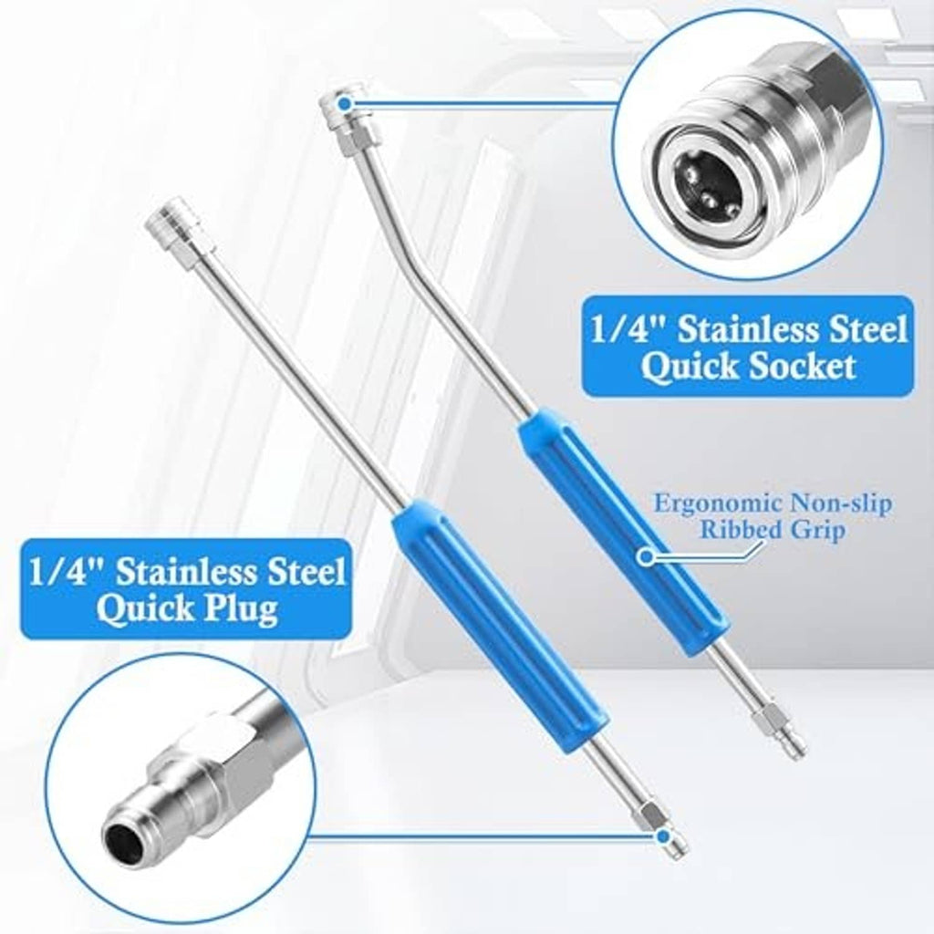 Stainless steel pressure washer wand with 1/4 in quick-socket and quick-plug fittings