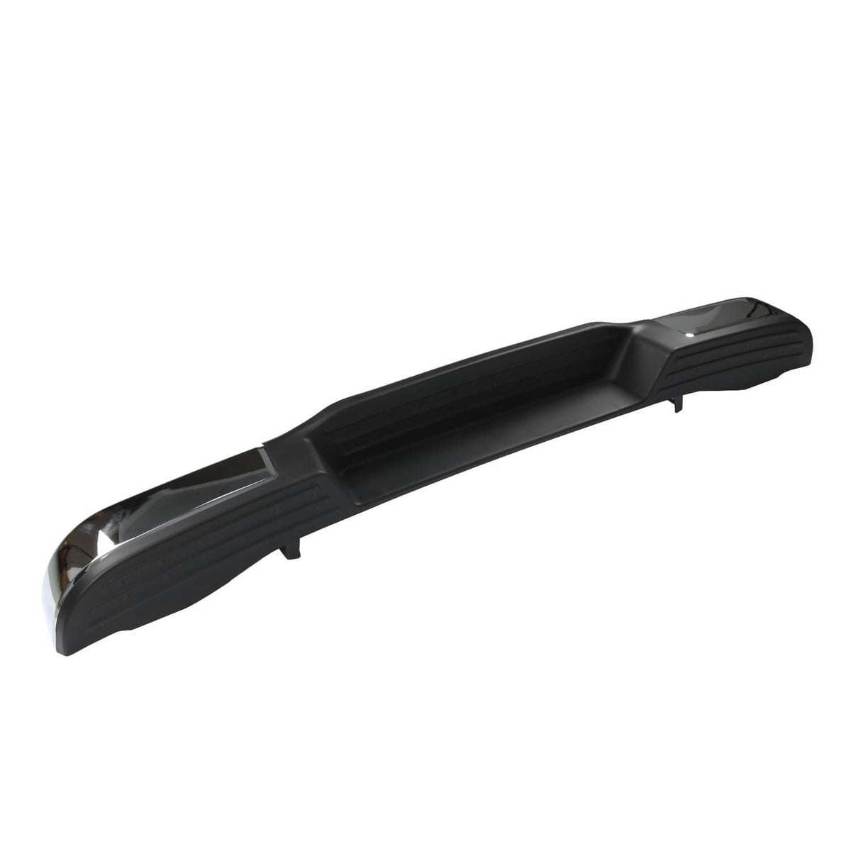 Rear bumper cover in dark black with raised center ridge and side contours