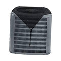 Outdoor AC unit cover with black mesh top over gray AC unit