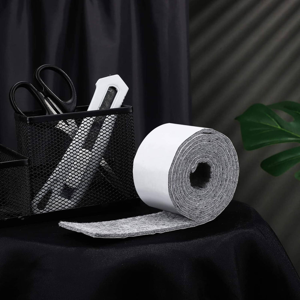 Light grey felt roll with self-adhesive backing and flat felt strip