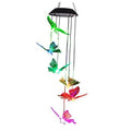 Solar wind chime with multicolor hanging butterfly mobiles and a black top lantern