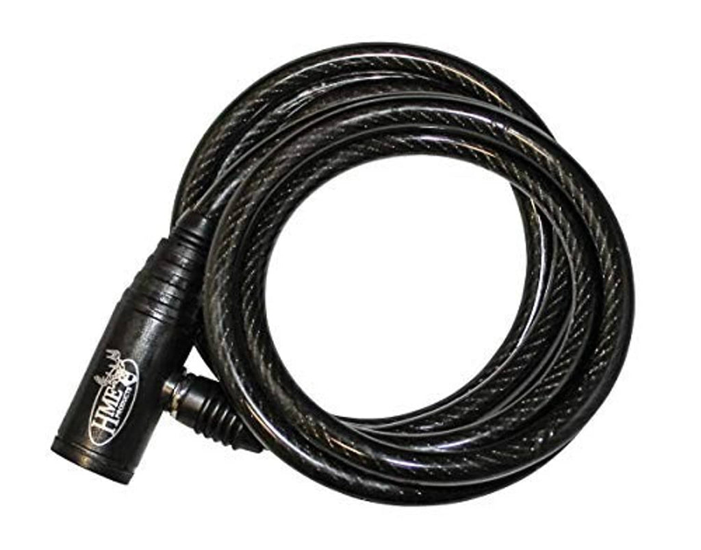 Hme self-coiling cable lock, black braided cable with curved coil loop