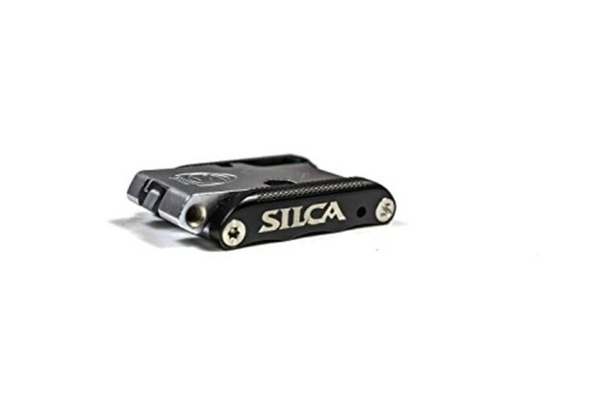 SILCA multi-tool with black casing and silver tool head, compact closed view