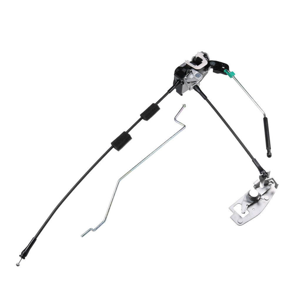 Rear cargo door latch assembly with metal actuator and long cable link, right side