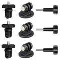 Black tripod mount adapter with knurled clamp and 1/4-20 threaded screw