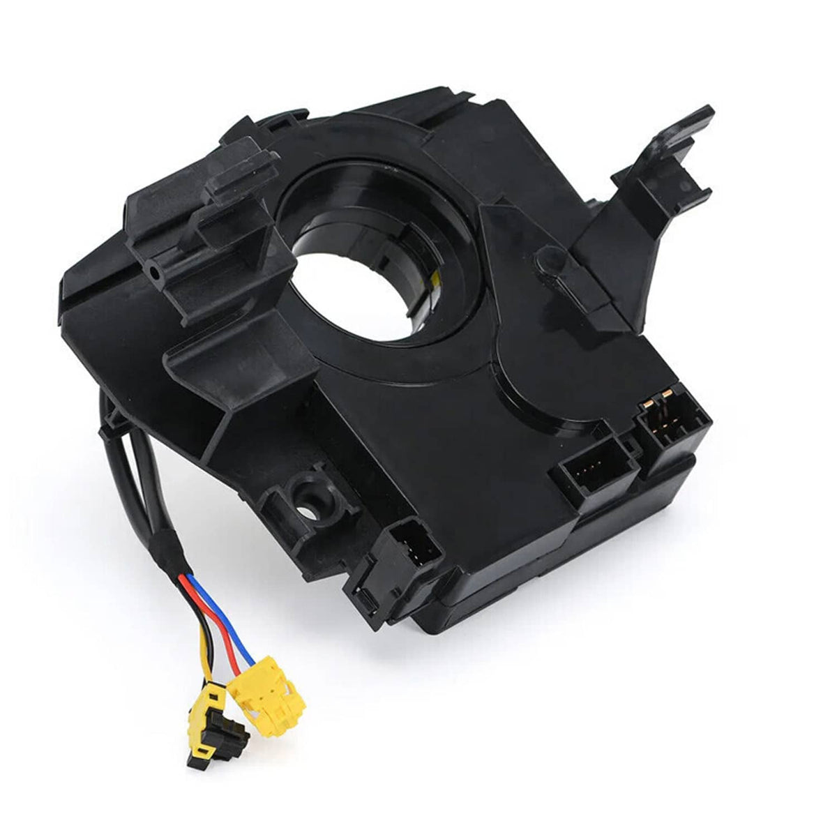 Clock spring contact assembly with wiring connectors for steering wheel, black plastic