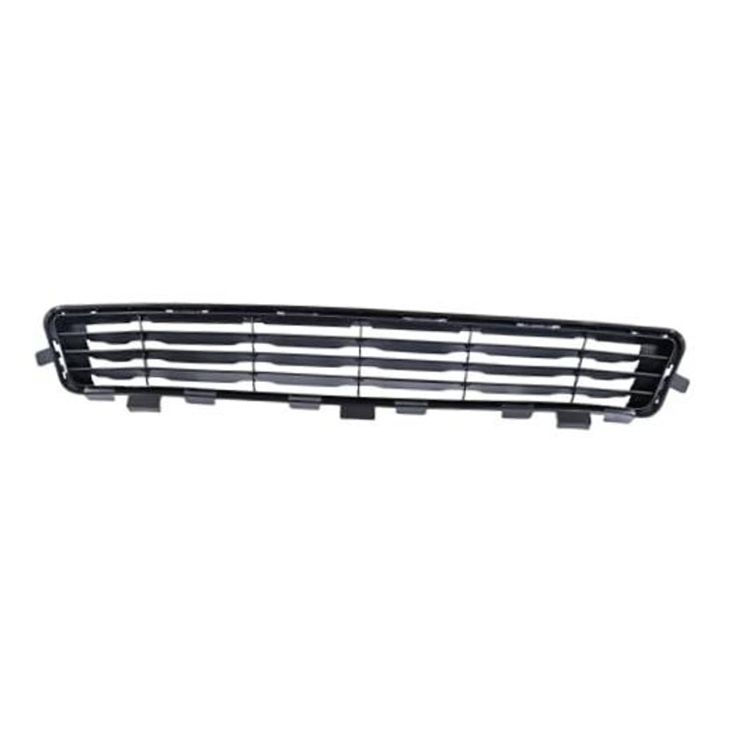 Front bumper lower center grille with black frame and silver bar pattern