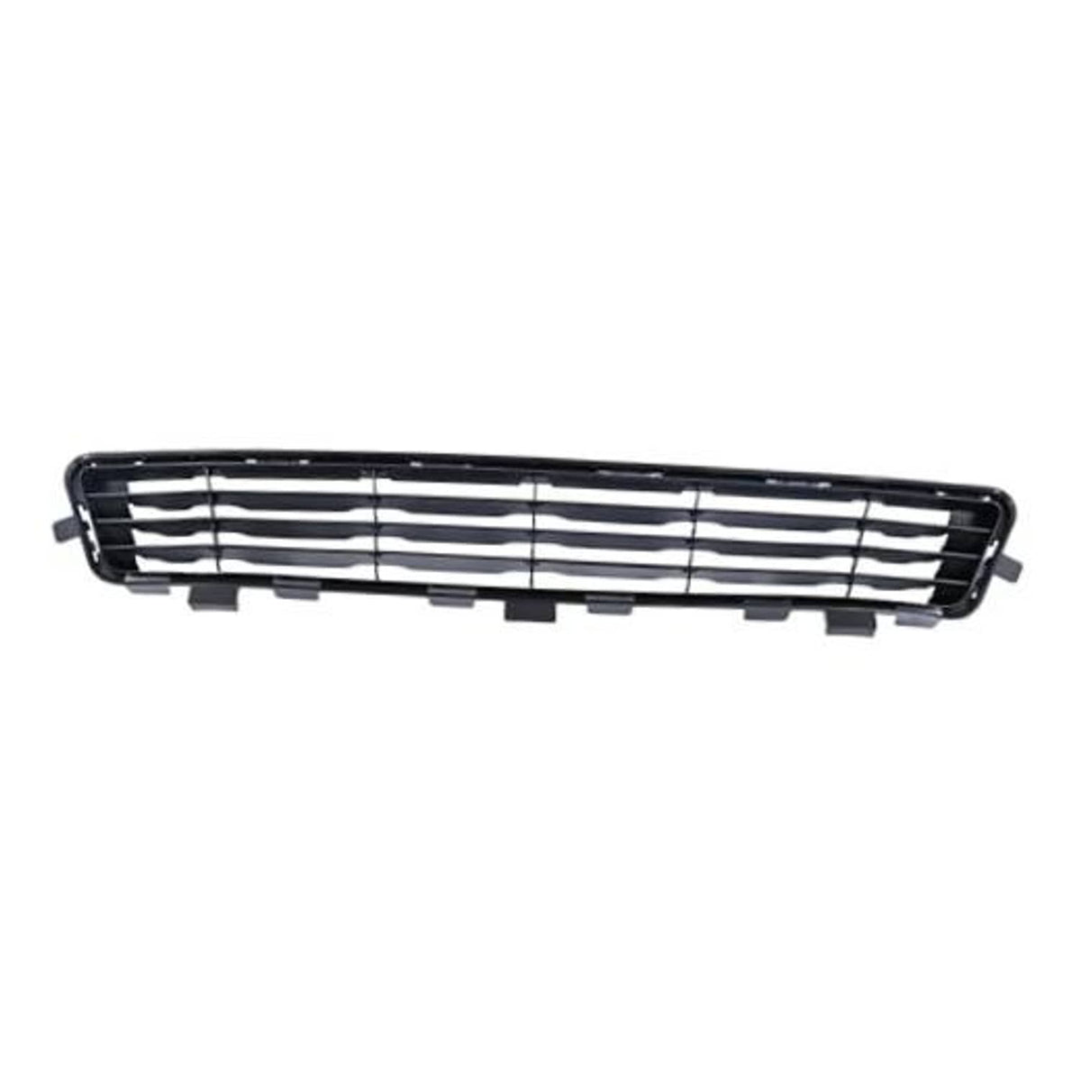 Front bumper lower center grille with black frame and silver bar pattern