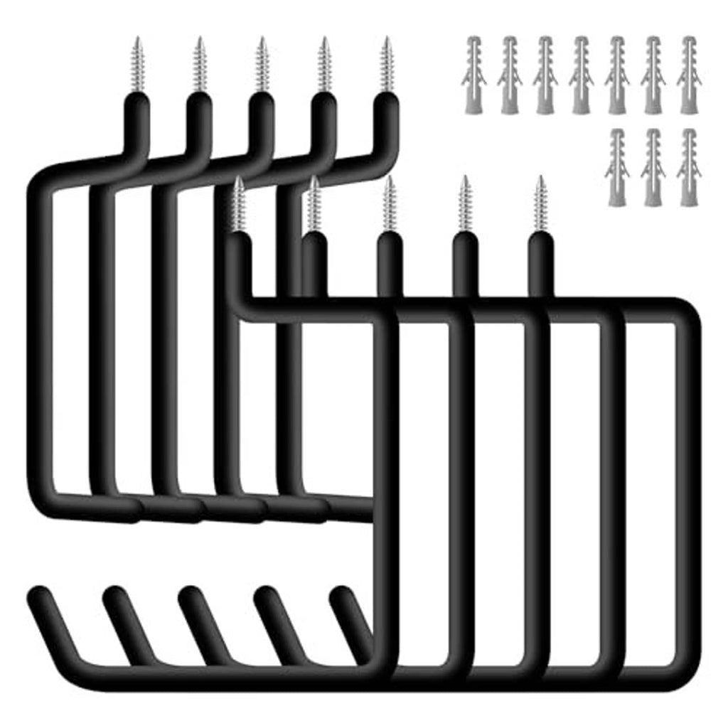 Black ladder hook wall storage set with screw tips and multiple hanging arms