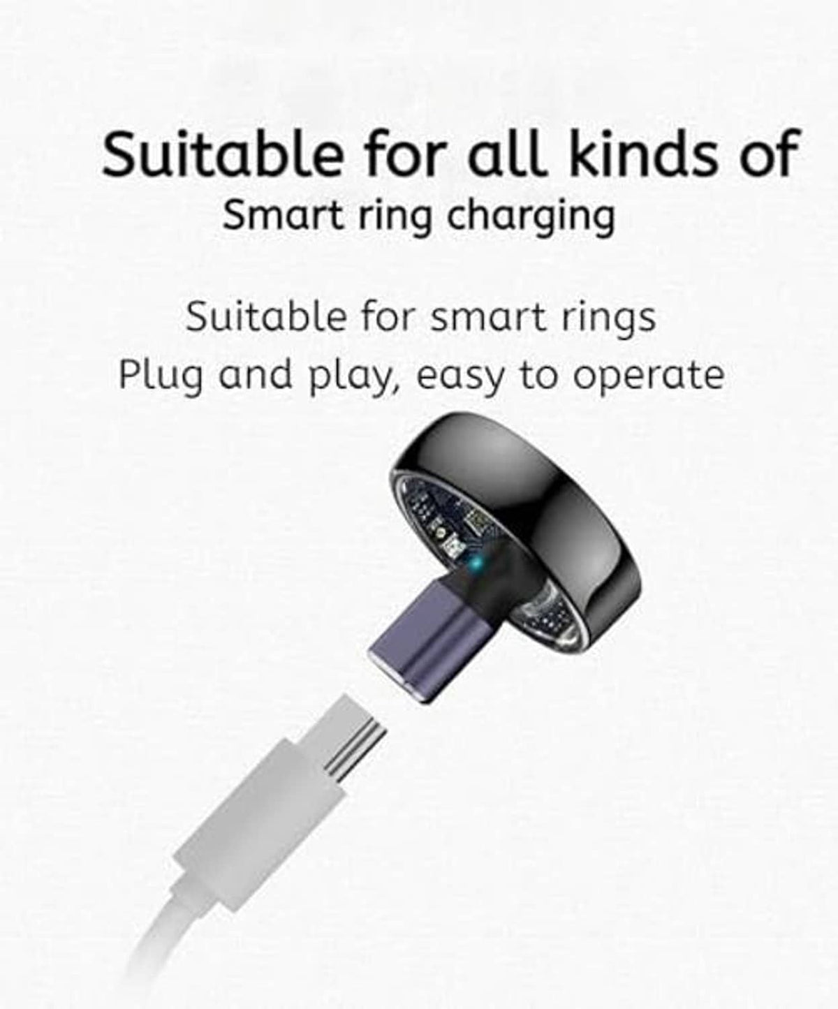 Smart ring charging adapter with USB-C plug and ring charging tip