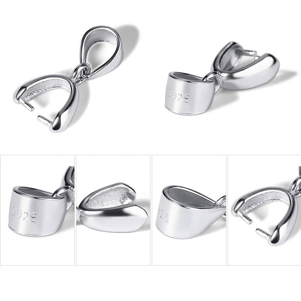 925 sterling silver pendant bail connectors with hinged clasp and stamped metal face