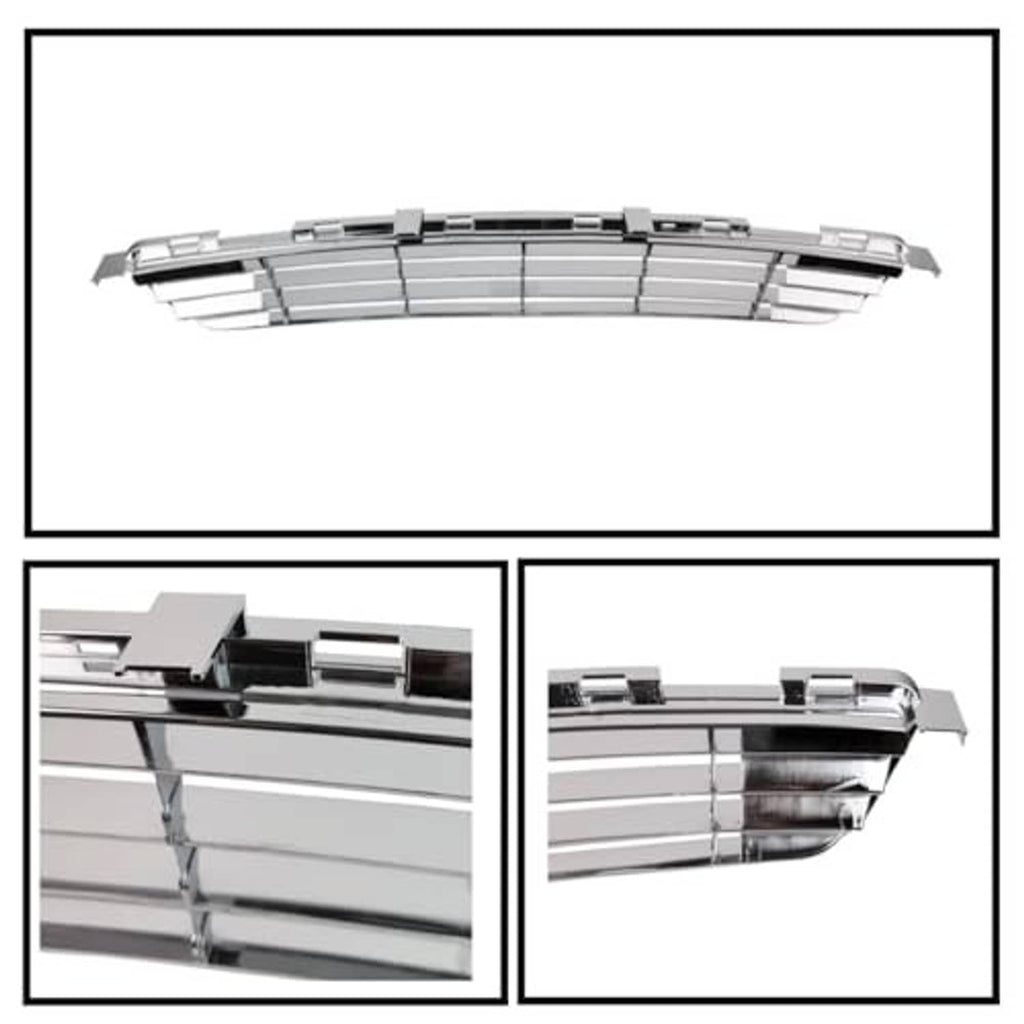 Front bumper grille, chrome look with silver horizontal slats and black backing