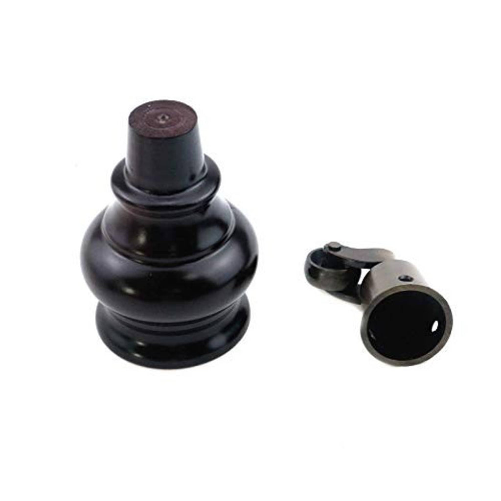Black furniture leg with caster mount and round base; included screws