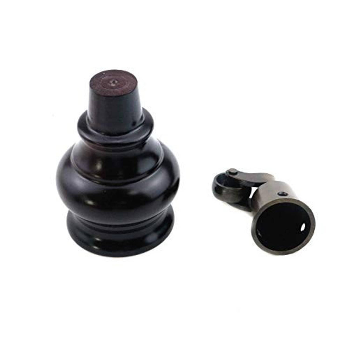 Black furniture leg with caster mount and round base; included screws