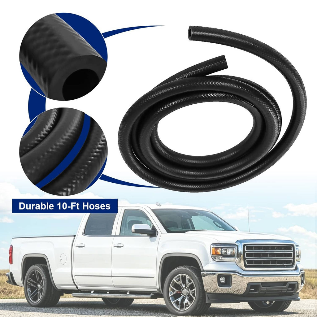 10-ft oil filter hose kit with coiled black hoses and connector accessories