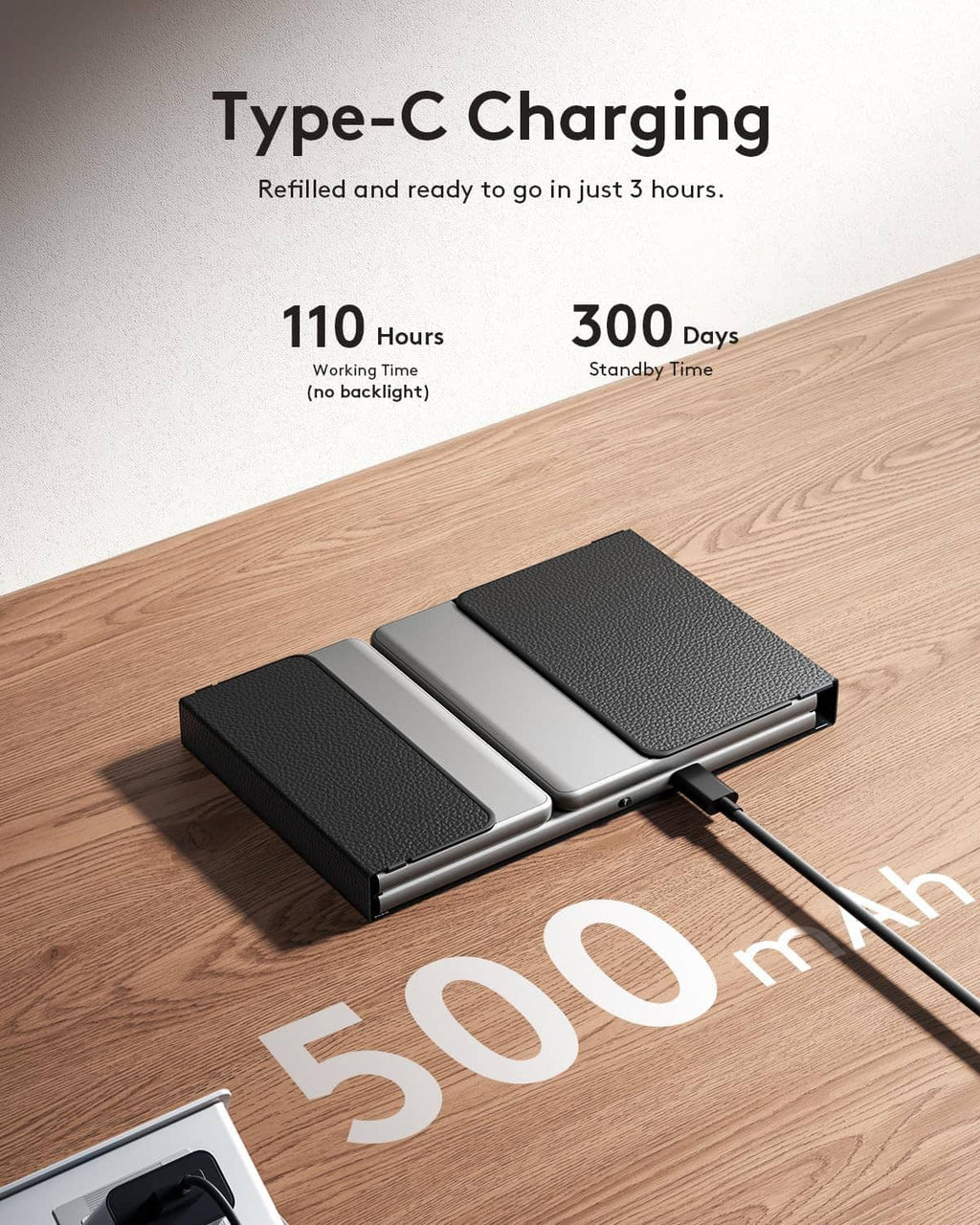 Foldable wireless keyboard with Type-C charging port and compact folded design