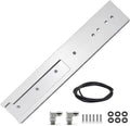 Aluminum billet tappet cover plate with mounting holes, hardware, and black tubing