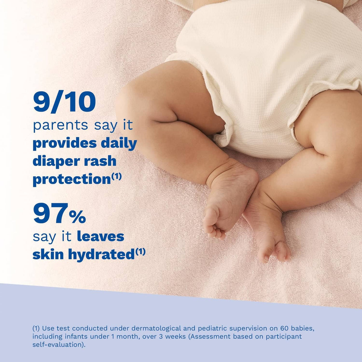 Baby diaper rash cream providing daily rash protection on newborn skin