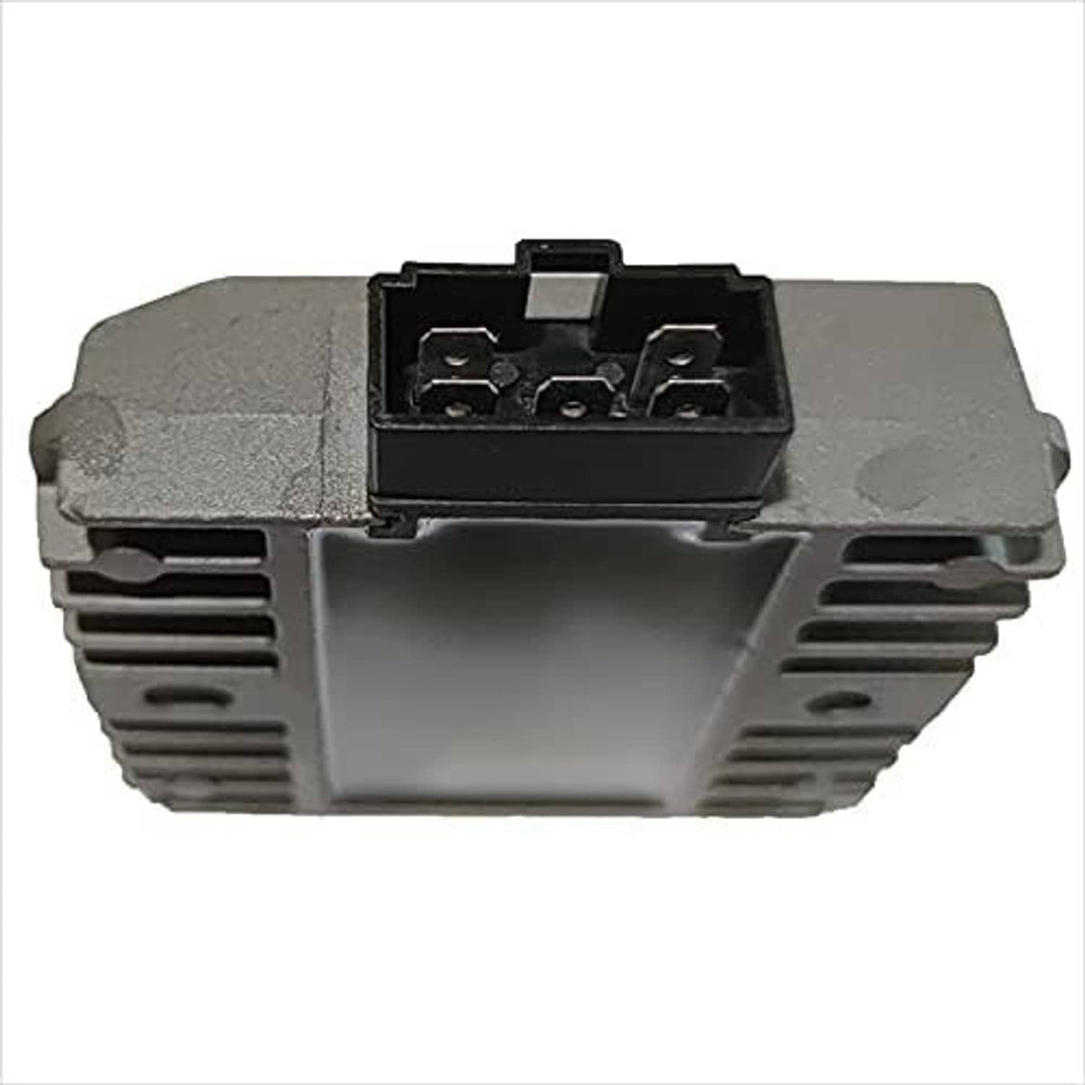 Voltage regulator rectifier with top black terminal block and gray vented housing