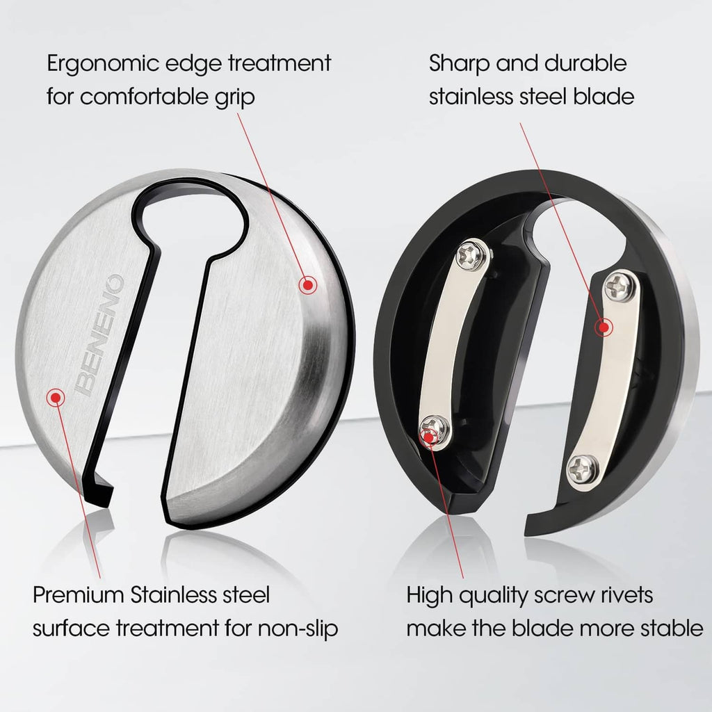 Stainless steel foil cutter blade inside midnight black wine opener