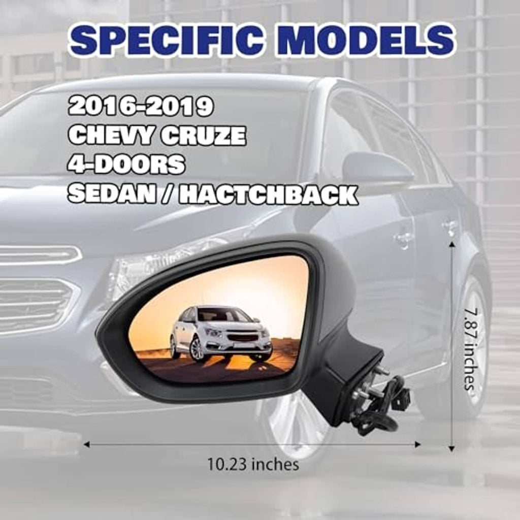 Black driver-side side mirror with integrated reflector edge and mounting clips